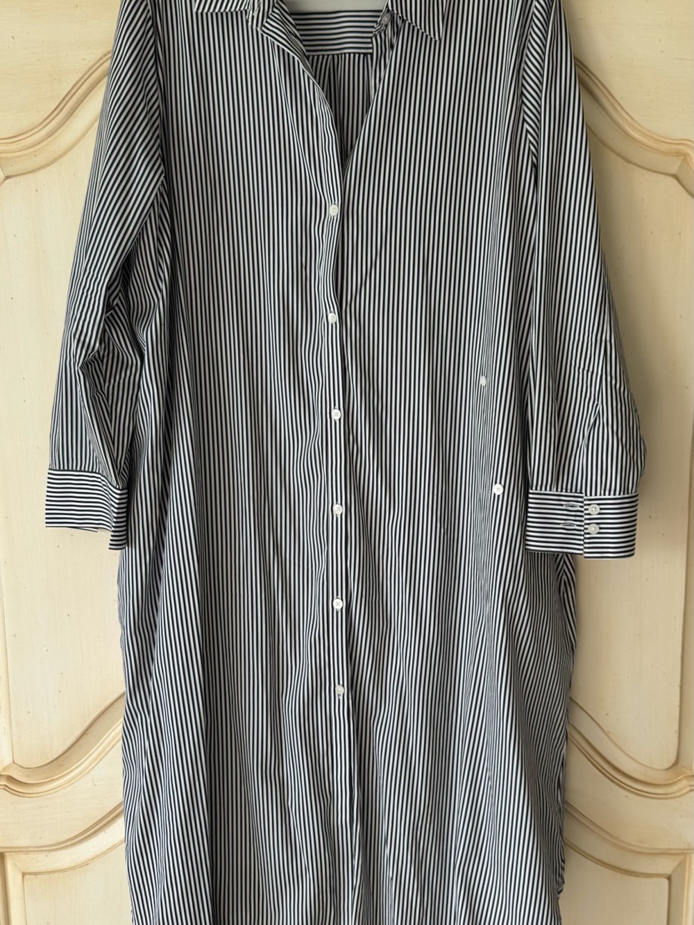 Banana Republic Cotton Poplin Asymmetrical Shirt Dress Navy/white Sz XXL